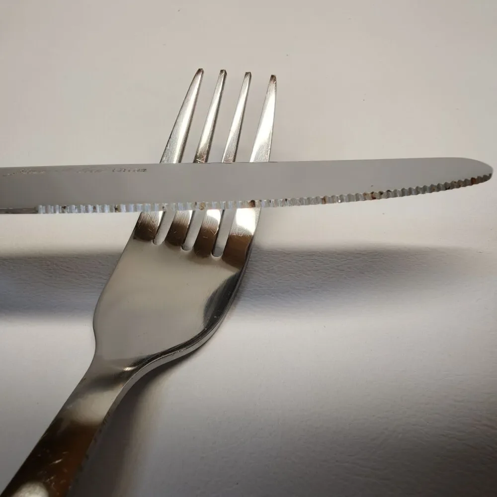 Jean Dubost Pantry White Flatware Fork & Knife Set Stainless Replacement Pieces